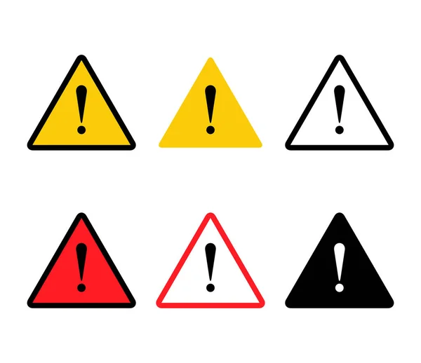 危险符号符号 三角形与感叹号图标 注意黄色和红色的危害 在白色上孤立的向量图 — 图库矢量图片