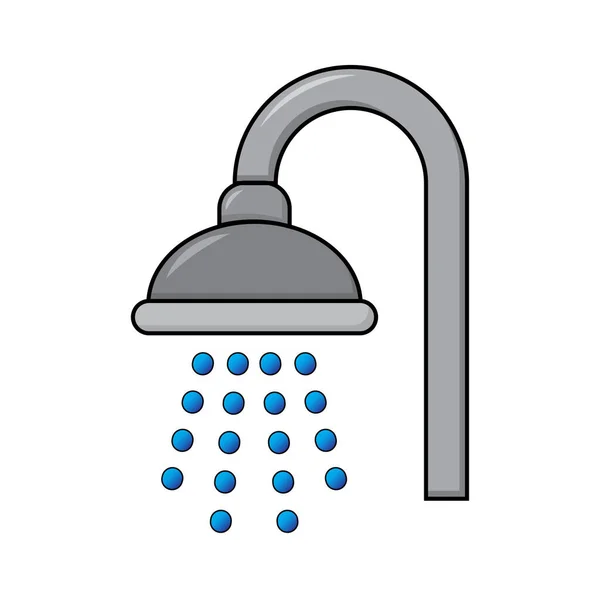 Douche Icoon Badkamer Symbool Met Waterspray Eenvoudig Tekenfilmontwerp Vector Illustratie — Stockvector