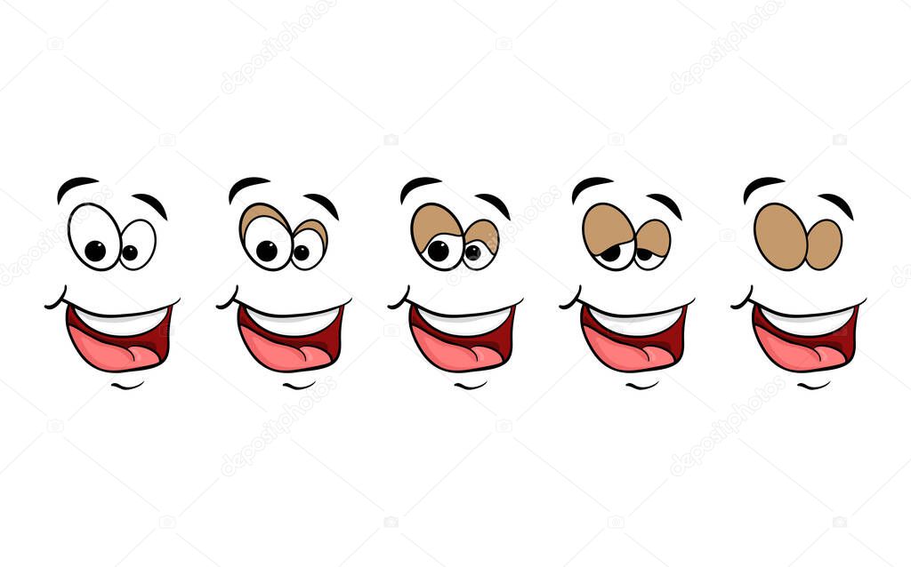 Blinking eyes steps vector preset for character animation design isolated on white