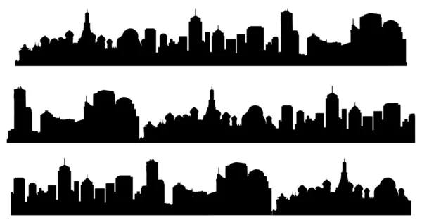 Ensemble vectoriel skyline de la ville — Image vectorielle