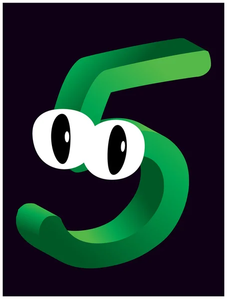 Барвисте число п'ять з очима — стоковий вектор