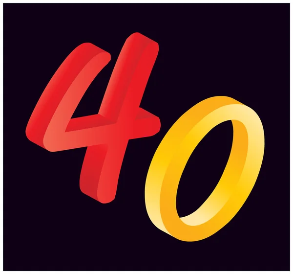 Röda och gula nummer fyrtio — Stock vektor