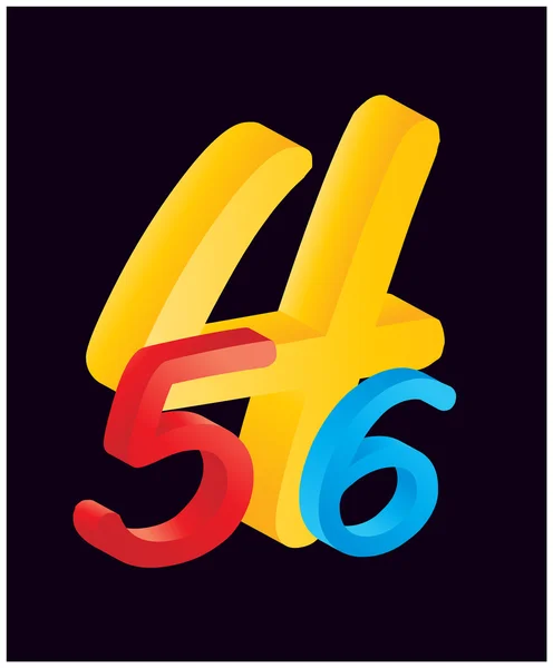 Colorful number  four, five, six — Stock Vector
