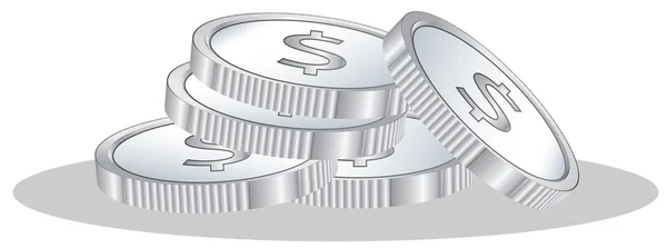 Set de monedas de dibujos animados de plata — Vector de stock