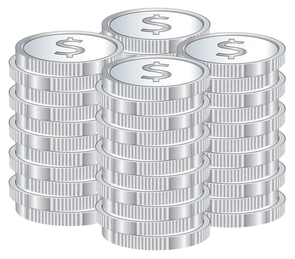 Set de monedas de dibujos animados de plata — Vector de stock