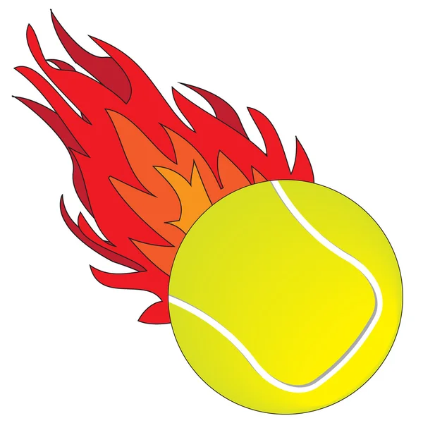 Bola de tênis com ilustração de fogo — Vetor de Stock