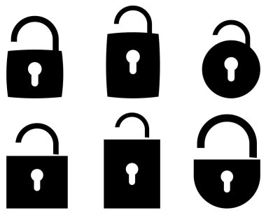 Vektör simgesi açıldı asma kilit seti
