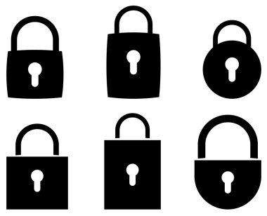 Vektör simgesi kapatılmış asma kilit seti