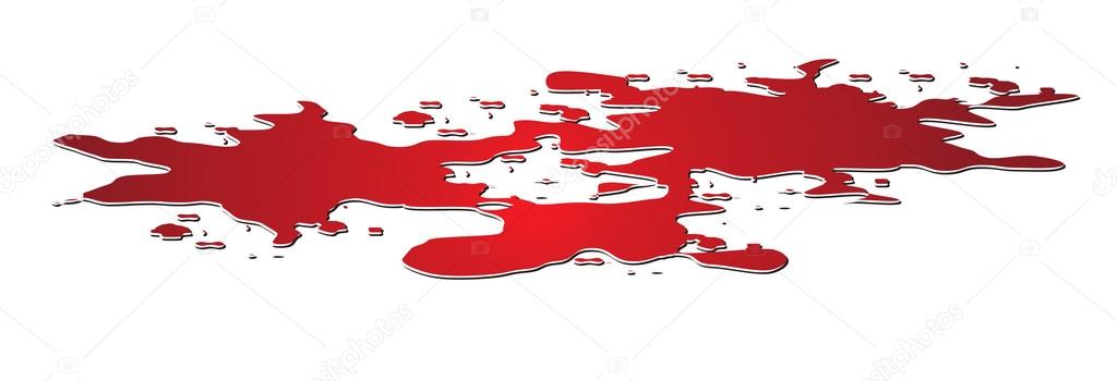 Vector puddle of blood isolated on white background,