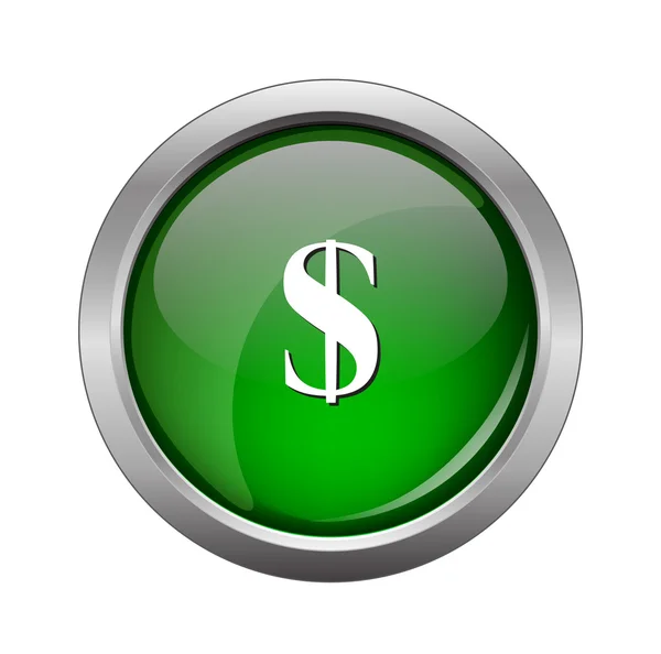 Dólar verde brillante botón web, hermoso botón de Internet — Vector de stock