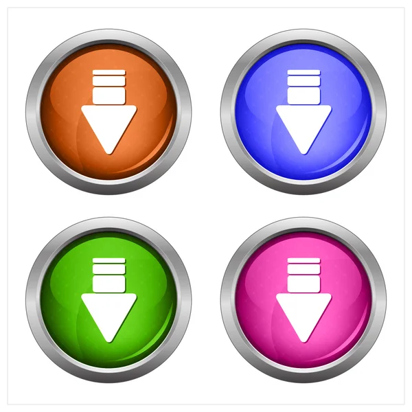 Ensemble de boutons isolés de téléchargement vectoriel brillant. Beaux boutons internet . — Image vectorielle