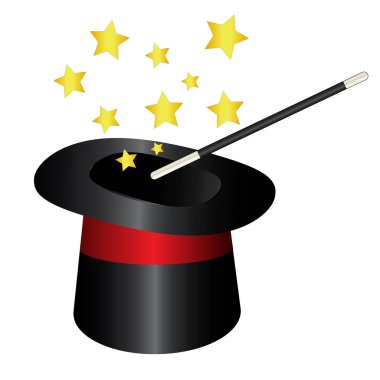 Vektör sihirli şapka silindir değnek ile