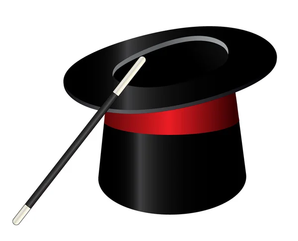 矢量的魔术帽缸用魔杖 — 图库矢量图片