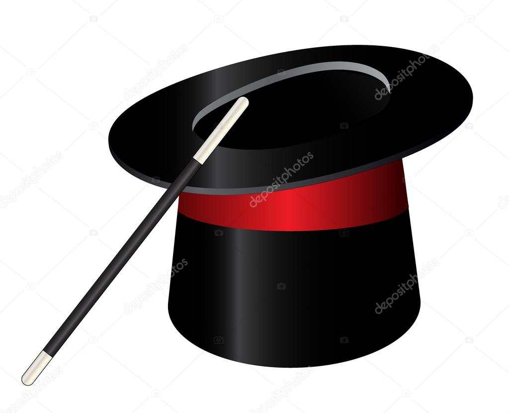Vector magic hat cylinder with wand