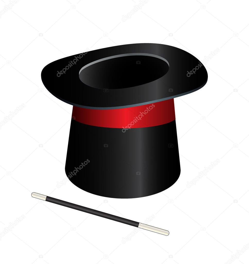 Vector magic hat cylinder with wand