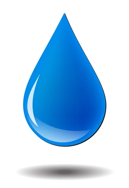 Gota de agua vectorial realista azul aislada sobre fondo blanco . — Vector de stock