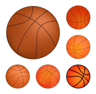 Beyaz bir arka plan üzerinde izole vektör basketbol set