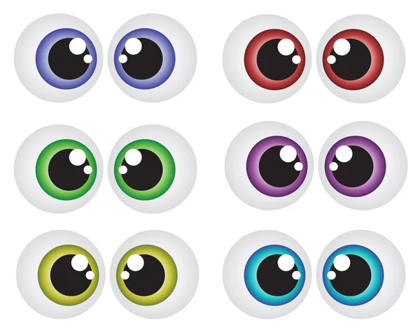 Vector cartoon eyes set isolated on white background — Stock Vector