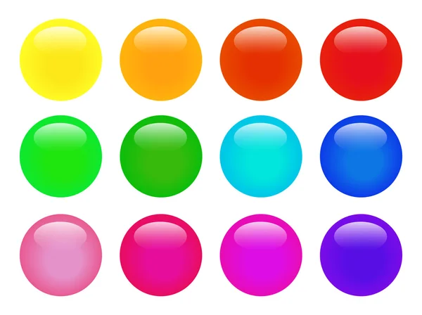Σύνολο πολύχρωμο απομονωμένες γυαλιστερό διανυσματικά κουμπιά Ιστού. Όμορφα κουμπιά internet σε άσπρο φόντο. — Διανυσματικό Αρχείο