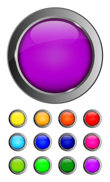다채로운 절연된 광택 벡터 웹 버튼의 집합입니다. 아름 다운 — 스톡 벡터