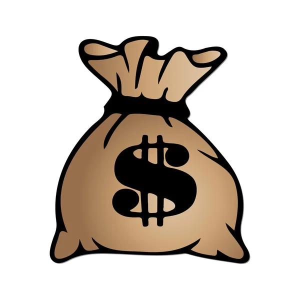 Icono de bolsa de dinero marrón con signo de dólar aislado sobre fondo blanco. Ilustración vectorial . — Vector de stock