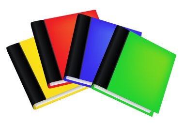 Set of realistic colored books with empty covers. Vector illustration isolated on white background