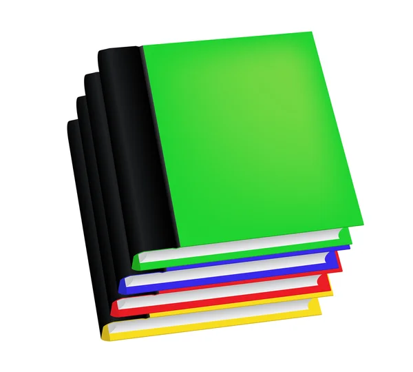 Stack of realistic colored books with empty covers. Vector illustration isolated on white background — Wektor stockowy