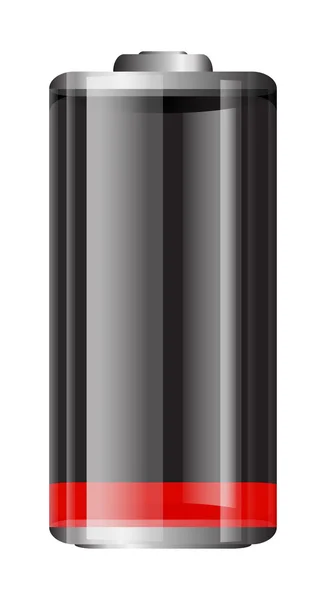 Ilustración de batería transparente vectorial. Batería baja roja aislada sobre fondo blanco — Archivo Imágenes Vectoriales