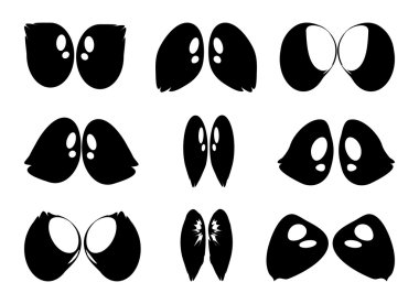 Vektör çizgi film gözleri üzerinde izole beyaz arka plan belirleme