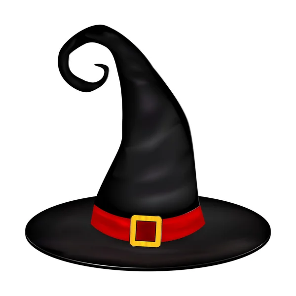 Vector picture of Halloween realistic witches hat. Illustration isolated on white background — Stock Vector