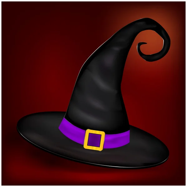 Vektor kép Halloween reális boszorkány kalap. Ábra a szép háttér — Stock Vector