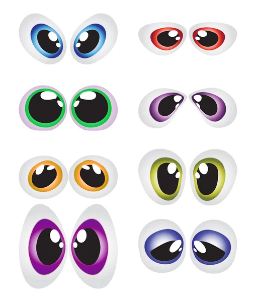 Vector cartoon eyes set isolated on white background — Stock Vector