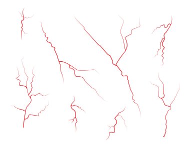 Set of human eye veins, red blood vessels, blood system.  Vector illustration isolated on white background clipart