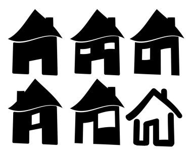 Siyah web ev simgesini ayarla, sembol. Beyaz arka plan üzerinde izole vektör çizim.