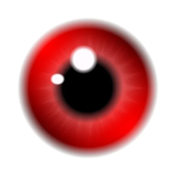 눈의 빨간 동공, 눈알, 홍채의 이미지. 흰색 배경에서 분리 된 실제 벡터 일러스트. — 스톡 벡터