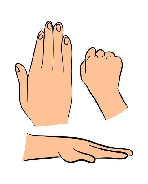 Зображення мультиплікаційного набору жестів рук людини. Векторні ілюстрації ізольовані на білому тлі . — стоковий вектор