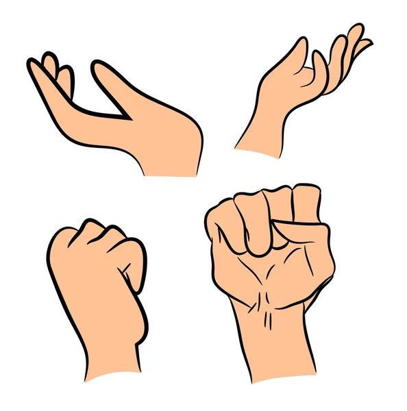 Állítsa be a képet a rajzfilm emberi kéz gesztus. Vektoros illusztráció elszigetelt fehér background. — Stock Vector