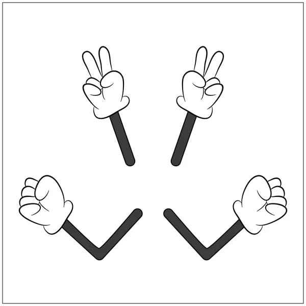 Immagine di cartone animato guanti umani mano con braccio gesto impostato. Illustrazione vettoriale isolata su sfondo bianco . — Vettoriale Stock