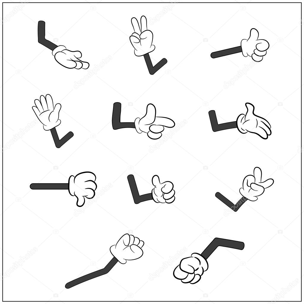 Image of cartoon human gloves hand with arm gesture set. Vector illustration isolated on white background. Stock Vector Image by ©newelle #85820180 Image of cartoon human gloves hand with arm gesture set. Vector illustration isolated on white background. Stock Vector Image by ©newelle #85820180