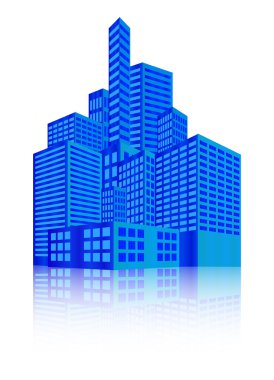 Bina, kentsel cityscape, şehir ışıkları, metropolis modern görüntüsü. Beyaz arka plan üzerinde izole vektör çizim.