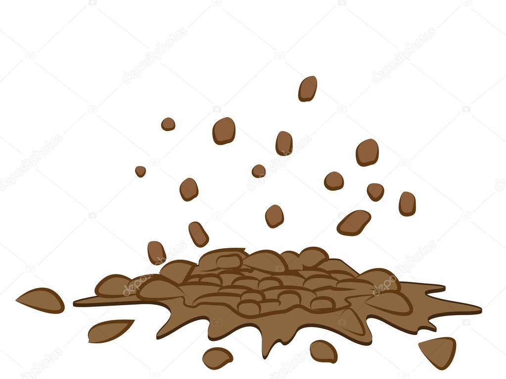 Pile of smashed  ground, heap of soil - vector illustration isolated on white background.