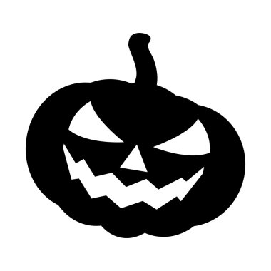 Cadılar Bayramı balkabağı silueti vektör çizimi, beyaz arka planda Jack O Lantern izole edilmiş. Gözleriyle korkunç turuncu resim.