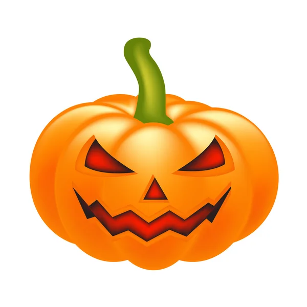 Illustration vectorielle citrouille Halloween, Jack O Lantern isolé sur fond blanc. Image orange effrayante avec yeux et lumière de bougie à l'intérieur . — Image vectorielle