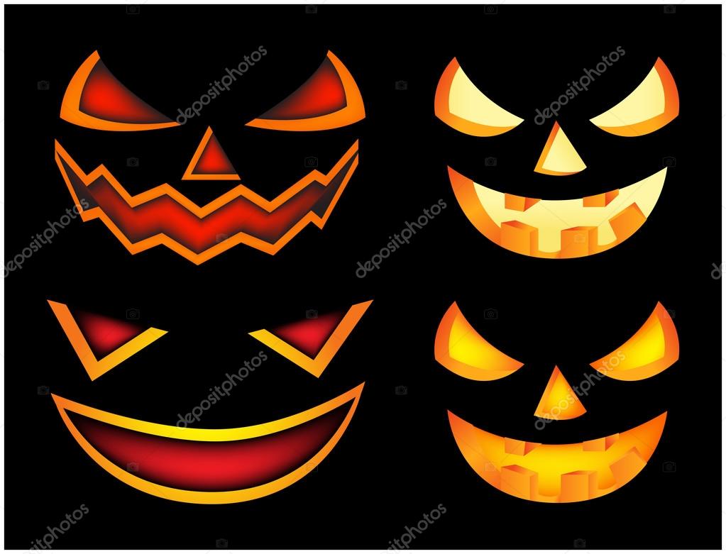 Rostos Assustadores Abóbora Fantasma Halloween vetor(es) de stock de  ©Yuki_Akari 426343964
