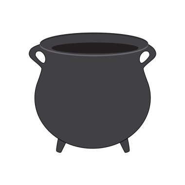 Empty witch cauldron, pot. Cartoon Vector illustration isolated on white background.