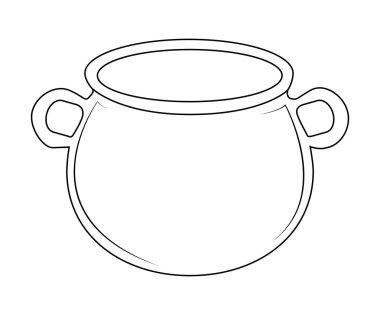 Empty witch cauldron, pot outline. Vector illustration isolated on white background.