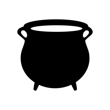 Empty witch cauldron, pot silhouette. Vector illustration isolated on white background.