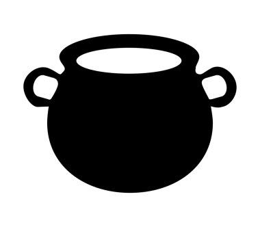 Empty witch cauldron, pot silhouette. Vector illustration isolated on white background.