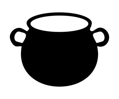 Empty witch cauldron, pot silhouette. Vector illustration isolated on white background.