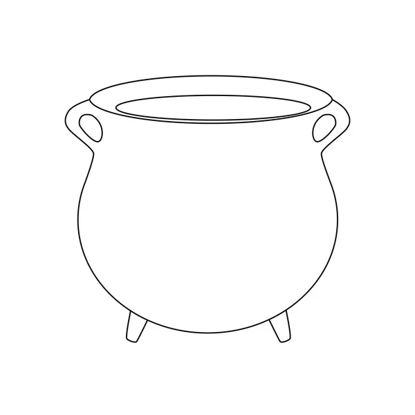 Empty witch cauldron, pot outline. Vector illustration isolated on white background. — Stock vektor